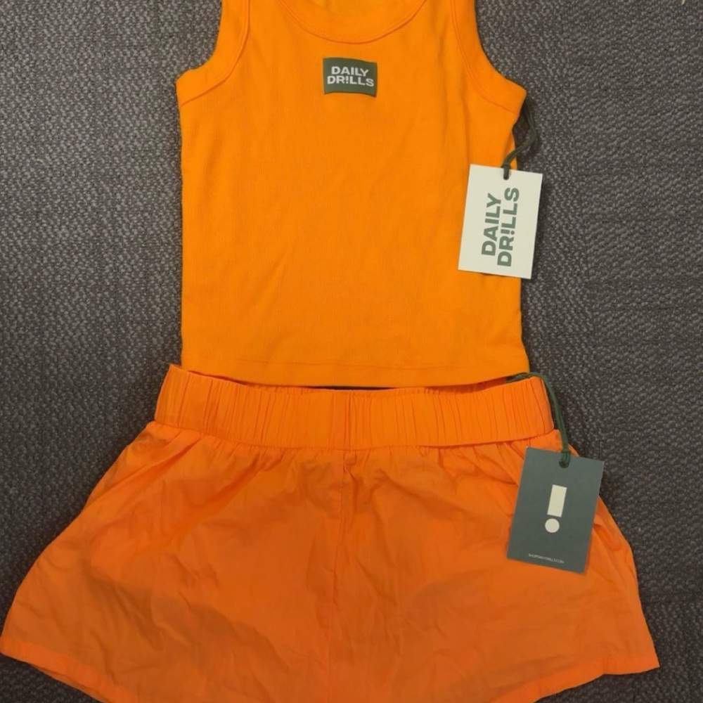 Daily Drills Bright Orange Tank and Shorts Set